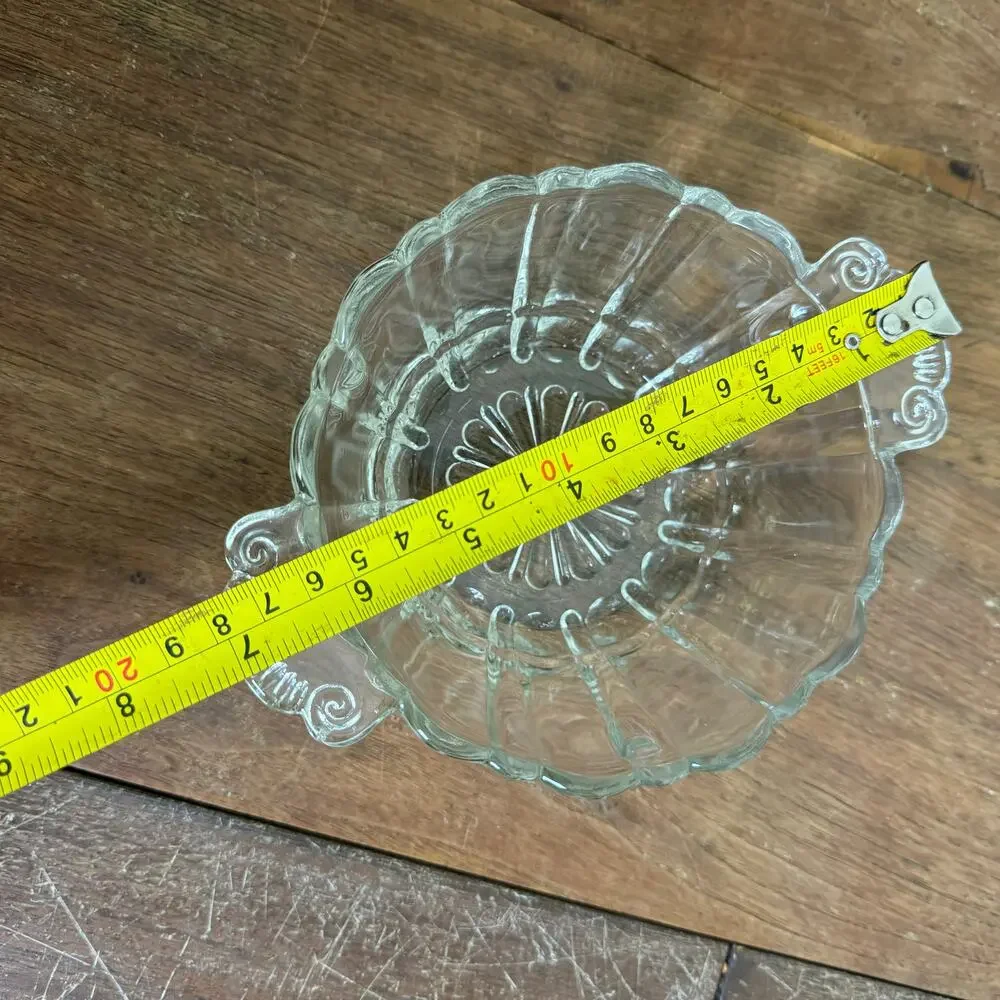Vintage Clear Pressed‎ Molded Glass Dish with handles MISSING LID